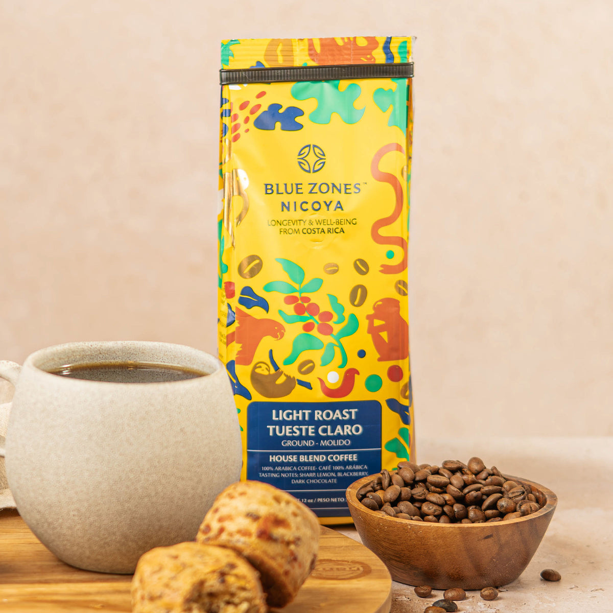 Blue Zones Nicoya House Blend Ground Light Roast Coffee (12oz/340g)
