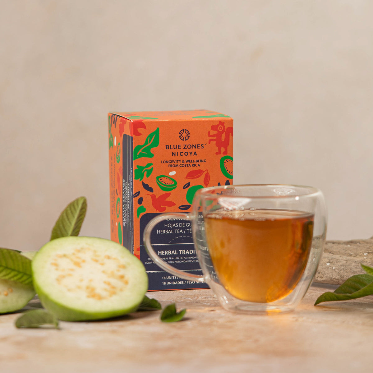 Blue Zones Nicoya Guava Leaf Flavored Herbal Tea Pack of 18 (1.6oz/45g)