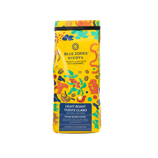 Blue Zones Nicoya House Blend Whole Bean Light Roast Coffee (12oz/340g)
