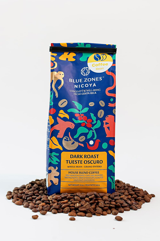 Blue Zones Nicoya House Blend Whole Bean Dark Roast Coffee (12oz/340g)