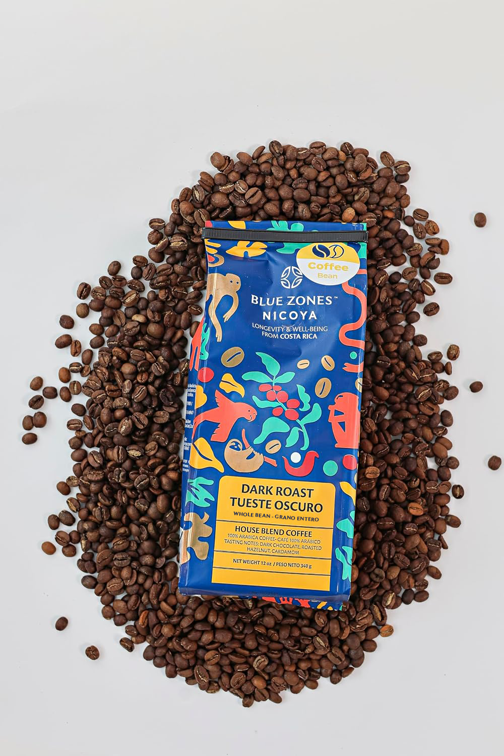 Blue Zones Nicoya House Blend Whole Bean Dark Roast Coffee (12oz/340g)