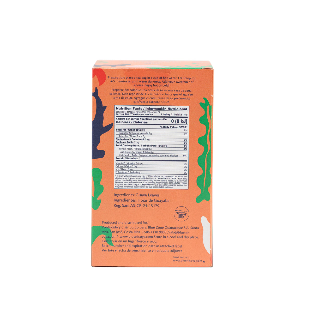 Blue Zones Nicoya Guava Leaf Flavored Herbal Tea Pack of 18 (1.6oz/45g)