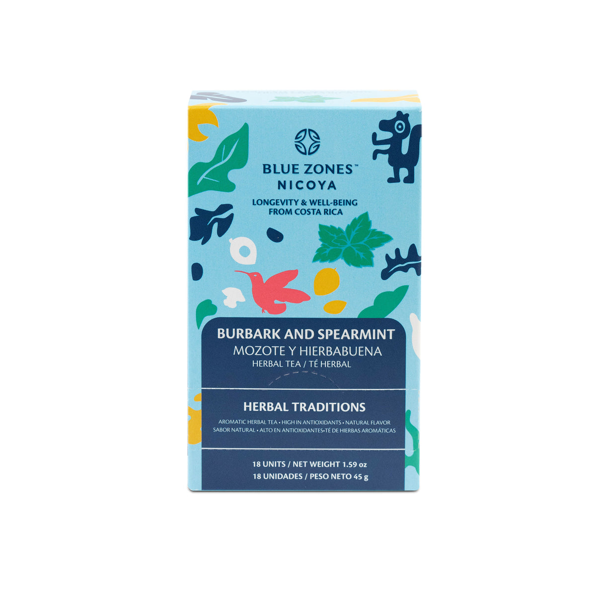 Blue Zones Nicoya Burbark & Spearmint Herbal Tea Pack of 18 (1.6oz/45g)