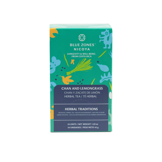 Blue Zones Nicoya Chan & Lemon Grass Herbal Tea Pack of 18 (1.6oz/45g)