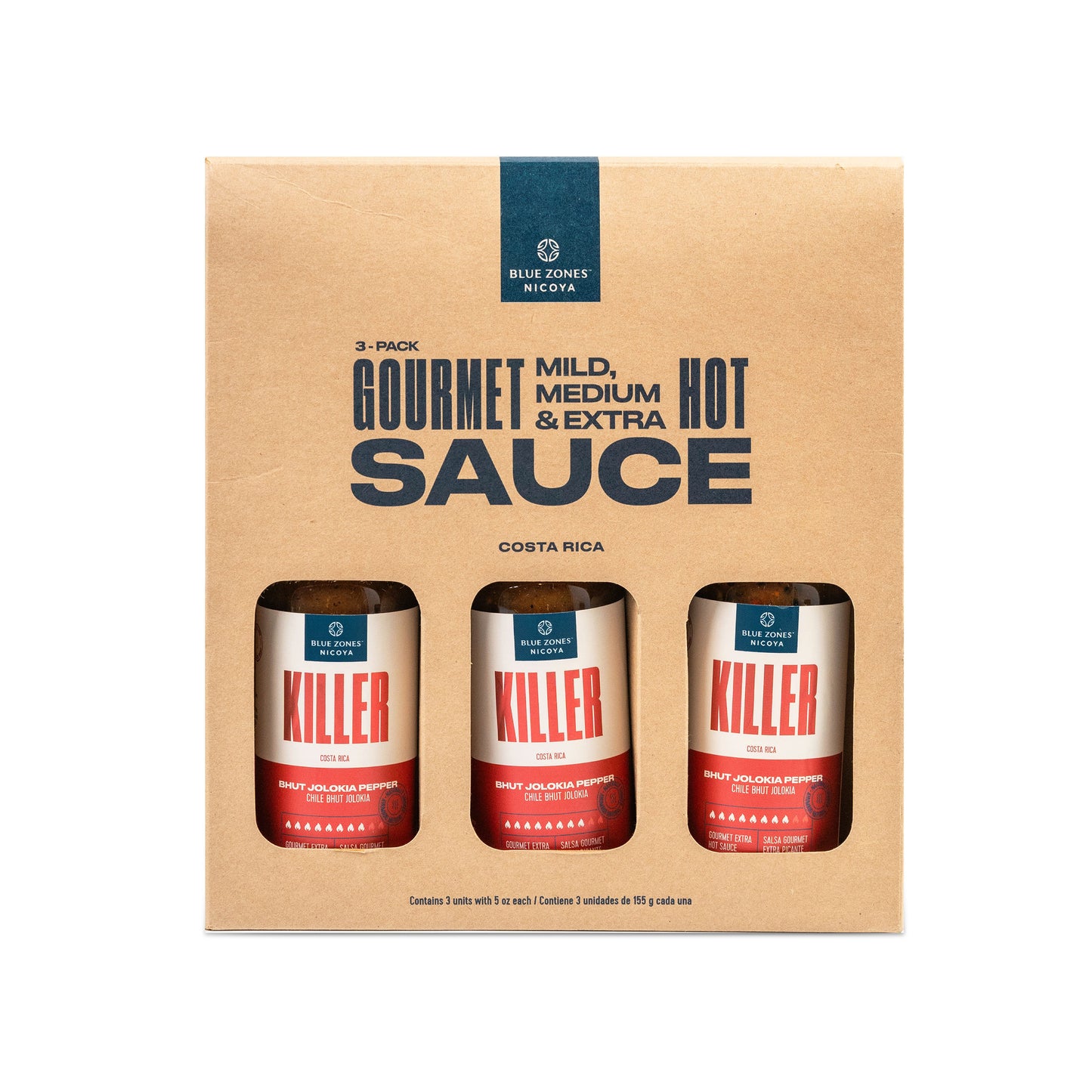 Blue Zones Nicoya Extra Hot Sauce "Killer" Pack of 3 (16.4oz/465g)