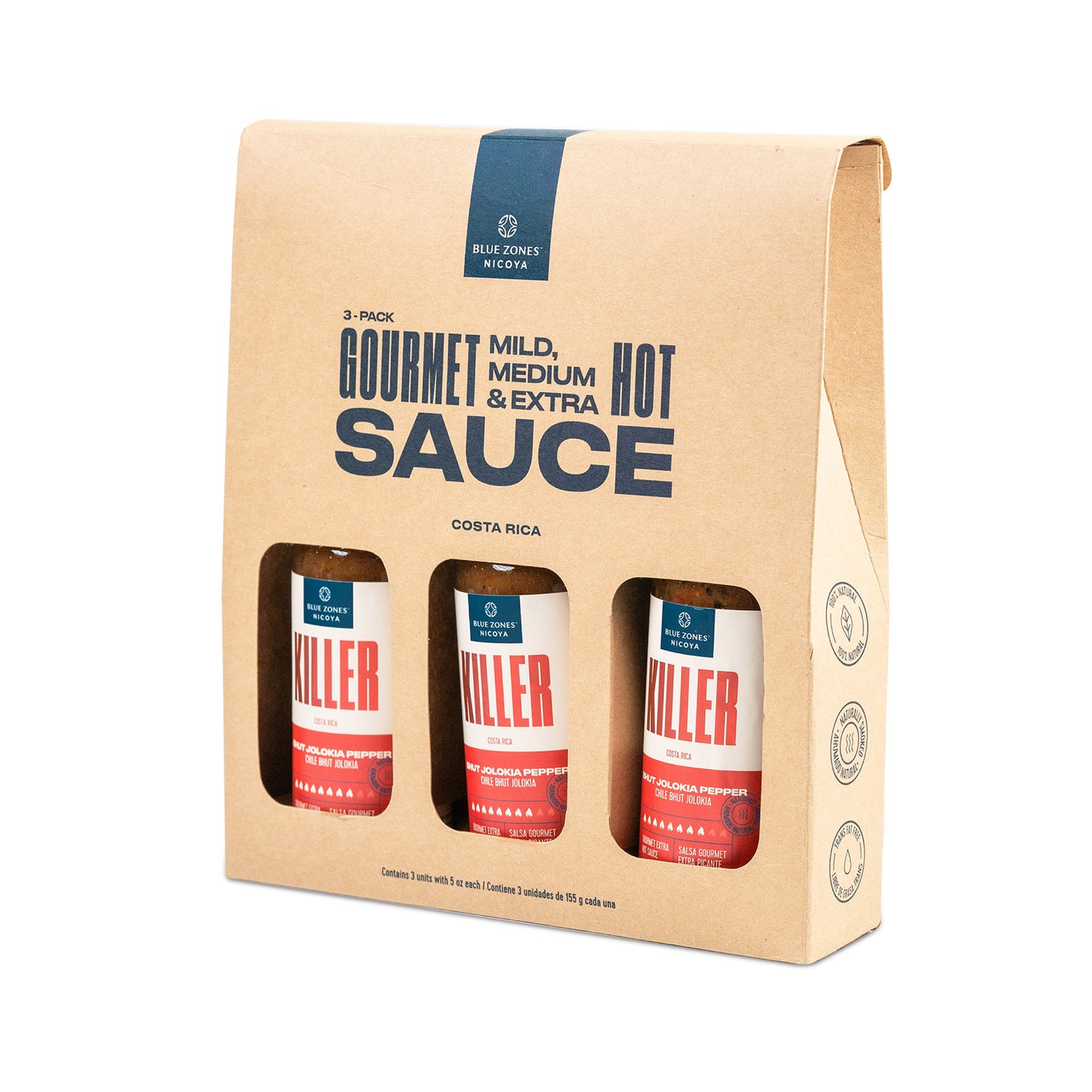 Blue Zones Nicoya Extra Hot Sauce "Killer" Pack of 3 (16.4oz/465g)