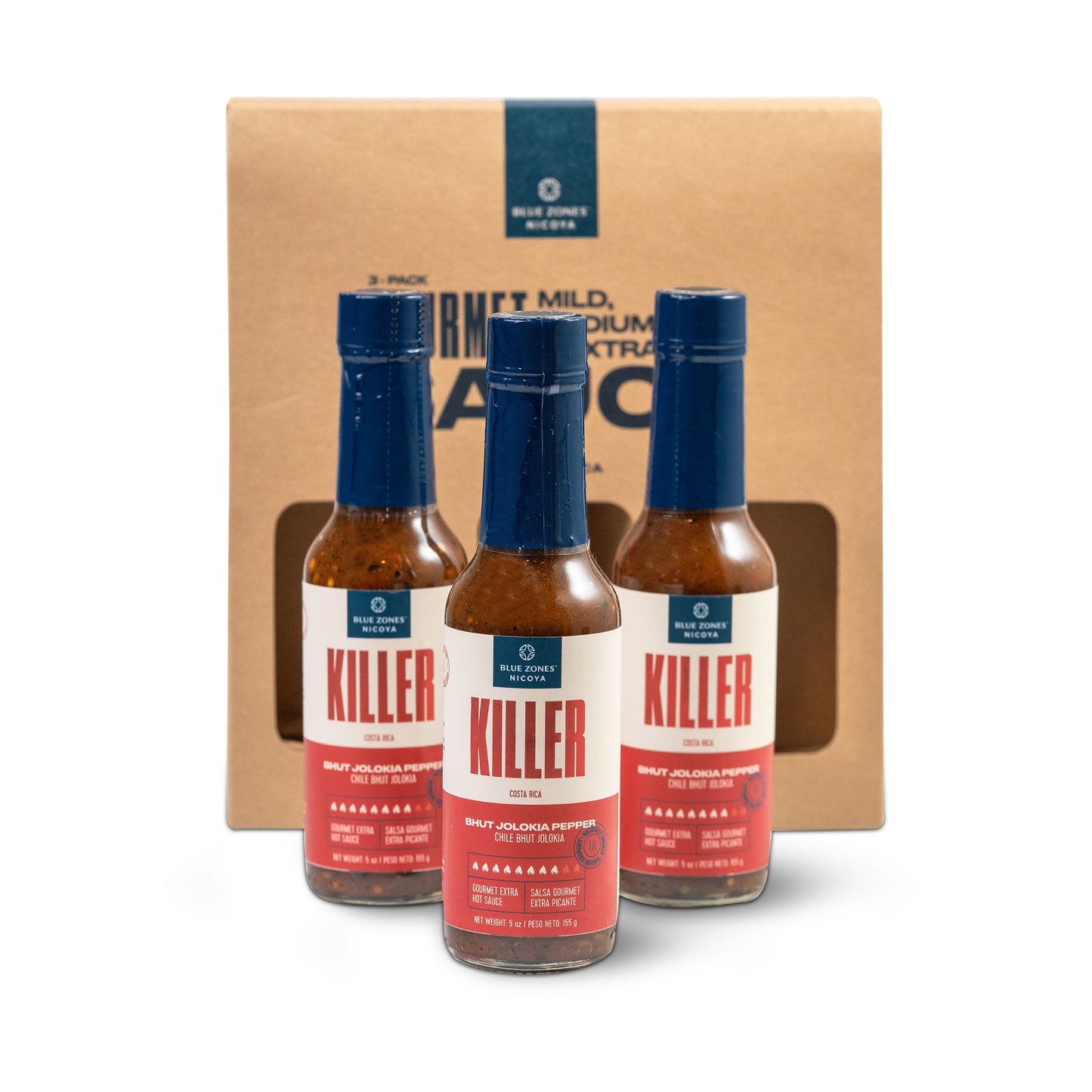 Blue Zones Nicoya Extra Hot Sauce "Killer" Pack of 3 (16.4oz/465g)
